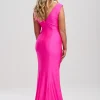 Linzi Jay V-Ausschnitt Satin Jersey Passendes Ballkleid* Linzi Jay Prom Dresses | Rosa Ballkleider
