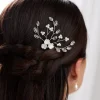 Lace & Favour Lottie Floral Perle und Kristall Haarnadel* Perlen-haarschmuck | Silberne Haar-accessoires