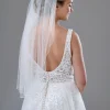 Twilight Designs Lovington Elfenbein einstufiger Schleier mit verstreuten Diamanten und Kordelrand* Einstufige Schleier | Ellenbogenlange Schleier