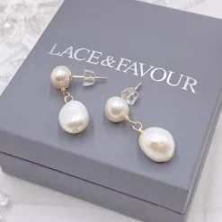 Lace & Favour Luisa Süßwasserperlen-Tropfen-Ohrringe* Geschenke Für Die Braut | Perlen-hochzeitsschmuck
