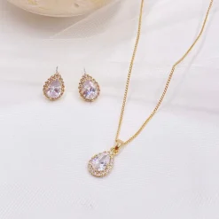 Lace & Favour Lulu Gold Crystal Stud Hochzeitsschmuck Set* Goldener Abschlussball-schmuck | Abschlussball-schmuck-sets