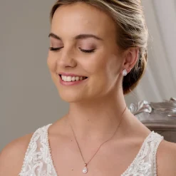 Lace & Favour Lulu Rose Gold Crystal Stud Hochzeitsschmuck Set* Geschenke Für Die Braut | Kristall-hochzeitsschmuck