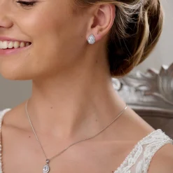Lace & Favour Lulu Silber Kristall Ohrstecker Hochzeitsschmuck Set* Silberner Abschlussball-schmuck | Abschlussball-schmuck-sets