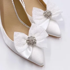 Lace & Favour Lulu verschönerte Spitze und Satinschleife Schuhclips* Geschenke Für Die Braut | Schuhclips
