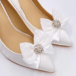 Lace & Favour Lulu verschönerte Spitze und Satinschleife Schuhclips* Geschenke Für Die Braut | Schuhclips
