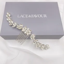 Lace & Favour Luna Silber Kleiner Kristall verschönert Hochzeits-Haarkamm* Abschlussball Haarspangen & Kämme | Geschenke Für Brautjungfern