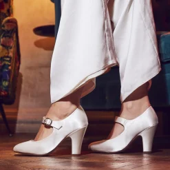Rainbow Club Madeline von | Färbbar Elfenbein Satin Mary Jane Hochzeit Schuhe* Hochzeitsschuhe | Hochhackige Schuhe