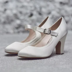 Rainbow Club Madeline von | Färbbar Elfenbein Satin Mary Jane Hochzeit Schuhe* Hochzeitsschuhe | Hochhackige Schuhe