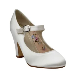 Rainbow Club Madeline von | Färbbar Elfenbein Satin Mary Jane Hochzeit Schuhe* Hochzeitsschuhe | Hochhackige Schuhe