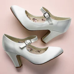 Rainbow Club Madeline von | Färbbar Elfenbein Satin Mary Jane Hochzeit Schuhe* Hochzeitsschuhe | Hochhackige Schuhe