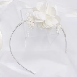 Beads & Beyond Maisie Elfenbein Spitze und Blume Kinder Seite Stirnband* Geschenke Für Blumenmädchen | Haarschmuck Für Blumenmädchen