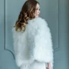 Beverly Hills Marlena Elfenbein Langer Feder-Brautumhang* Federstolen & Umhänge