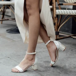 Freya Rose Martene Midi Champagner Wildleder Mutter der Perle Blockabsatz Sandalen* Schuhe Für Hochzeitsgäste | Schuhe Für Die Mutter Der Braut