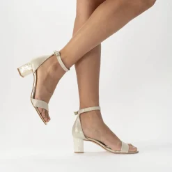 Freya Rose Martene Midi Champagner Wildleder Mutter der Perle Blockabsatz Sandalen* Schuhe Für Hochzeitsgäste | Schuhe Für Die Mutter Der Braut