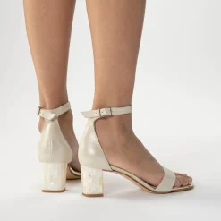 Freya Rose Martene Midi Champagner Wildleder Mutter der Perle Blockabsatz Sandalen* Schuhe Für Hochzeitsgäste | Schuhe Für Die Mutter Der Braut