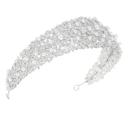 Lace & Favour Martinique Statement Kristall und Perle Brautkrone* Haarschmuck Aus Kristall | Silberne Haar-accessoires