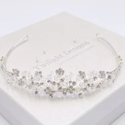 Twilight Designs Matilda Diamante Blätter und Kristall Hochzeit Tiara* Abschlussball-haarbänder & Tiaras | Haarschmuck Aus Kristall