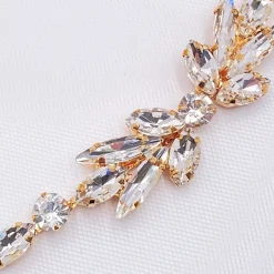 Lace & Favour Melody Gold Drapierte Kristall Hochzeit Kopfstück* Abschlussball Haarspangen & Kämme | Haarschmuck Aus Kristall