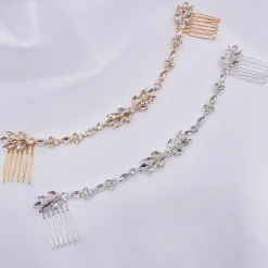Lace & Favour Melody Gold Drapierte Kristall Hochzeit Kopfstück* Abschlussball Haarspangen & Kämme | Haarschmuck Aus Kristall