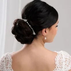Lace & Favour Melody Silber drapiert Kristall Hochzeit Kopfstück* Abschlussball Haarspangen & Kämme | Haarschmuck Aus Kristall
