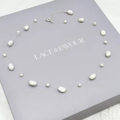 Lace & Favour Mereia Illusions-Süßwasserperlenkette* Geschenke Für Die Braut | Perlen-hochzeitsschmuck