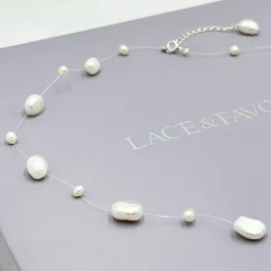 Lace & Favour Mereia Illusions-Süßwasserperlenkette* Geschenke Für Die Braut | Perlen-hochzeitsschmuck