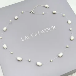 Lace & Favour Mereia Illusions-Süßwasserperlenkette* Geschenke Für Die Braut | Perlen-hochzeitsschmuck
