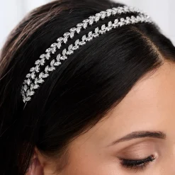 Lace & Favour Monaco CZ Kristall Blätter Doppelstirnband* Abschlussball-haarbänder & Tiaras | Haarschmuck Aus Kristall