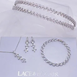 Lace & Favour Monaco CZ Kristall Blätter Doppelstirnband* Abschlussball-haarbänder & Tiaras | Haarschmuck Aus Kristall