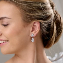 Lace & Favour Montpellier Cubic Zirkonia Tropfenohrringe* Silberner Abschlussball-schmuck | Abschlussball-ohrringe