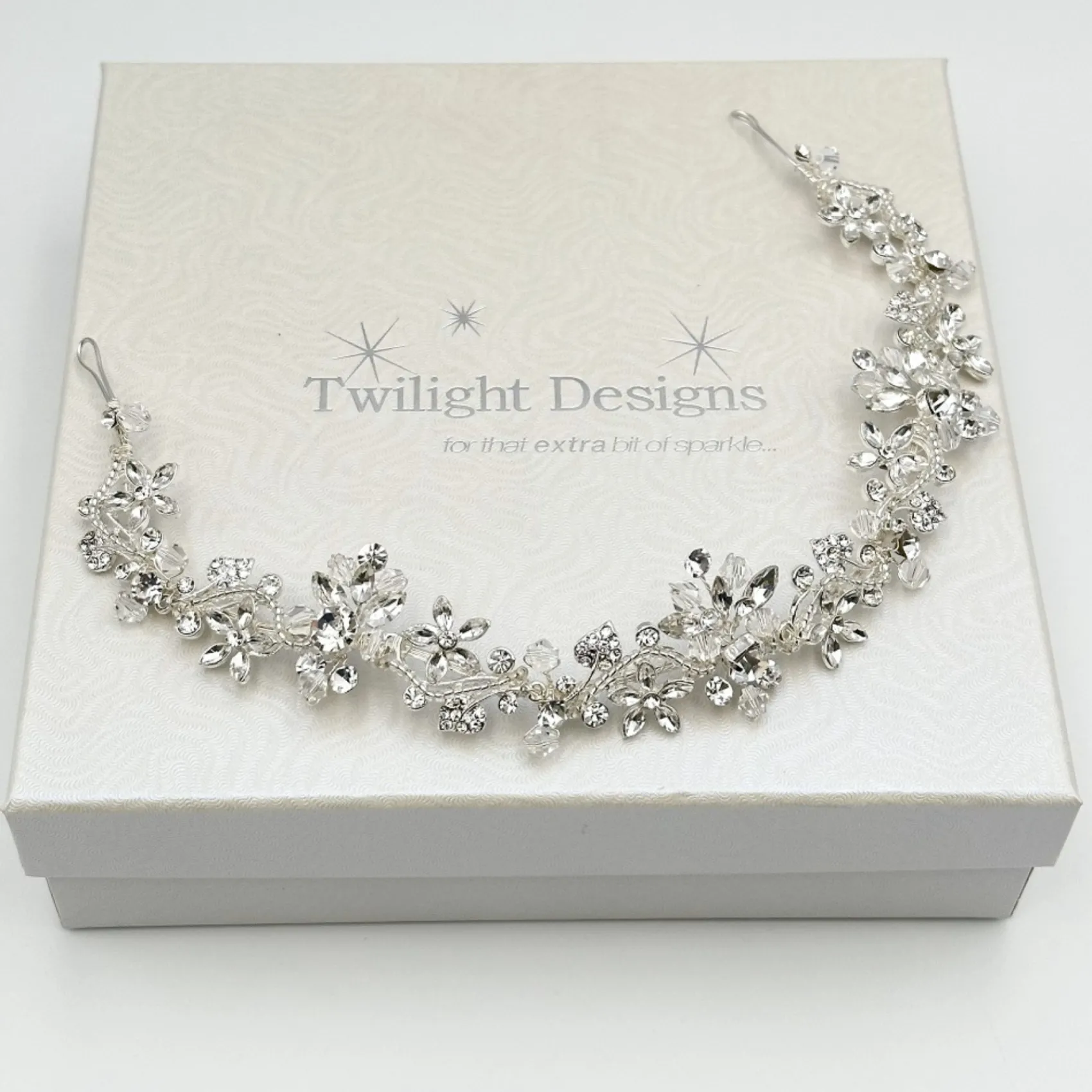 Twilight Designs Nadine Floral Kristall und Diamanten Haarschleife* Abschlussball-haarbänder & Tiaras | Haarschmuck Aus Kristall