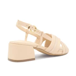 Paradox London Nancy Nackt Kunstleder Breite Passform Slingback Blockabsatz Sandalen* Abschlussball-sandalen | Ballschuhe Mit Niedrigem Absatz