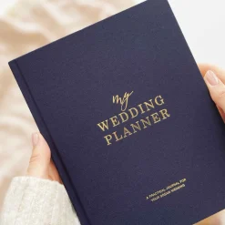 Blush & Gold Navy Baumwolle Leinen Hochzeit Planer Buch mit vergoldeten Kanten* Wedding Planner Bücher | Verlobungsgeschenke