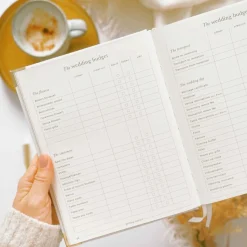 Blush & Gold Navy Baumwolle Leinen Hochzeit Planer Buch mit vergoldeten Kanten* Wedding Planner Bücher | Verlobungsgeschenke