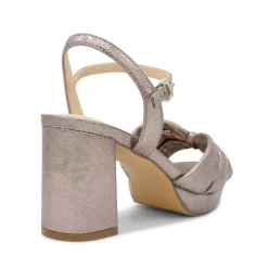 Paradox London Nerita Zinn Metallic Breite Passform Blockabsatz Plateau Sandalen* Abschlussball-sandalen | Party-schuhe