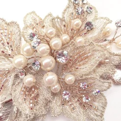 Poirier Octavia Rose und Gold Applique Blätter und Zweige Haarspange* Perlen-haarschmuck | Haarschmuck In Roségold