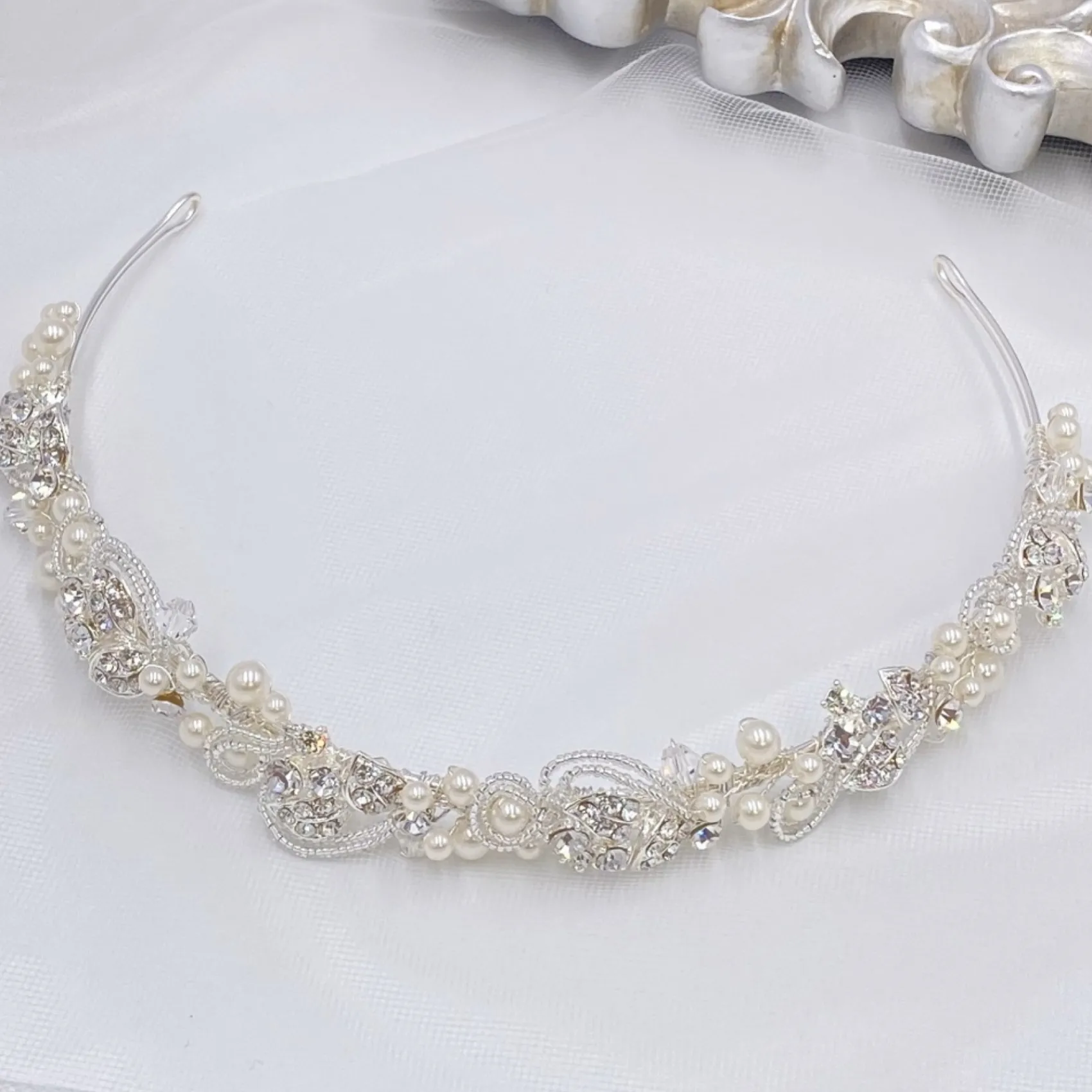 Twilight Designs Odette Vintage inspiriert Perle und Diamanten Braut Stirnband* Vintage-kopfbedeckungen | Perlen-haarschmuck