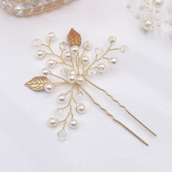 Lace & Favour Oktober Gold Blätter und Perle Hochzeit Haarnadel* Geschenke Für Brautjungfern | Geschenke Für Die Braut
