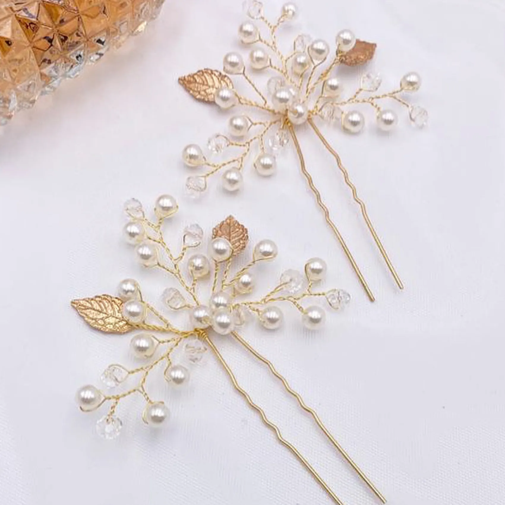 Lace & Favour Oktober Gold Blätter und Perle Hochzeit Haarnadel* Geschenke Für Brautjungfern | Geschenke Für Die Braut