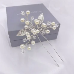 Lace & Favour Oktober Silberne Blätter und Perlen Hochzeit Haarnadel* Geschenke Für Brautjungfern | Geschenke Für Die Braut