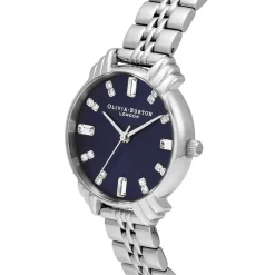 Olivia Burton Art Deco Armbanduhr 30mm Marineblau und Silber* Olivia Burton Uhren | Etwas Blaue Geschenke