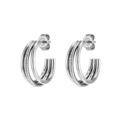 Olivia Burton Ever Stacked Claw Silber Ton Hoop Ohrringe*Damen Damenschmuck | Flitterwochengeschenke
