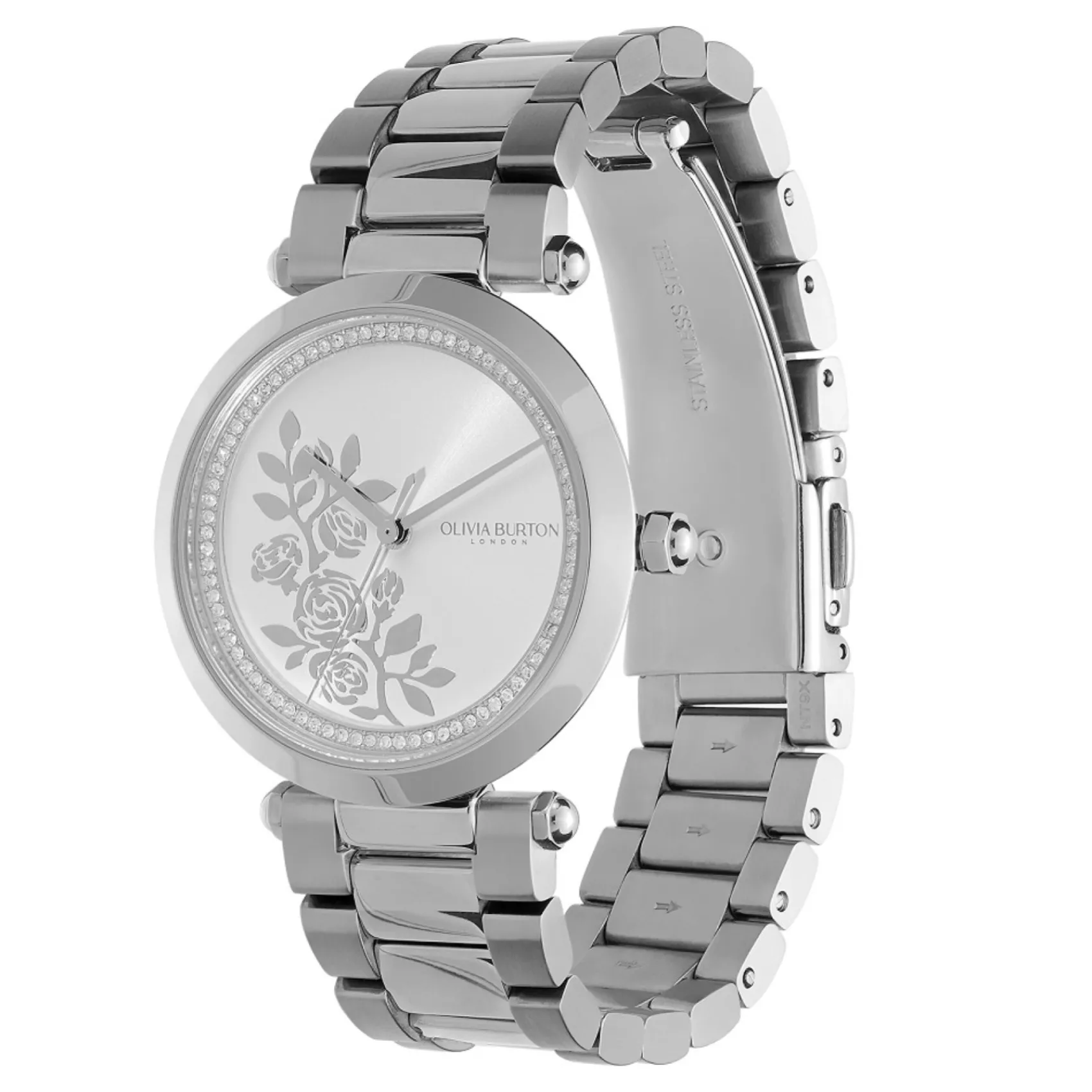 Olivia Burton Floral 34mm Silber Armbanduhr mit Kristall Detail* Olivia Burton Uhren | Geschenke Für Die Braut