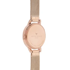 Olivia Burton Floral 30mm Weiß und Rose Gold Mesh Uhr* Olivia Burton Uhren | Geschenke Für Die Braut