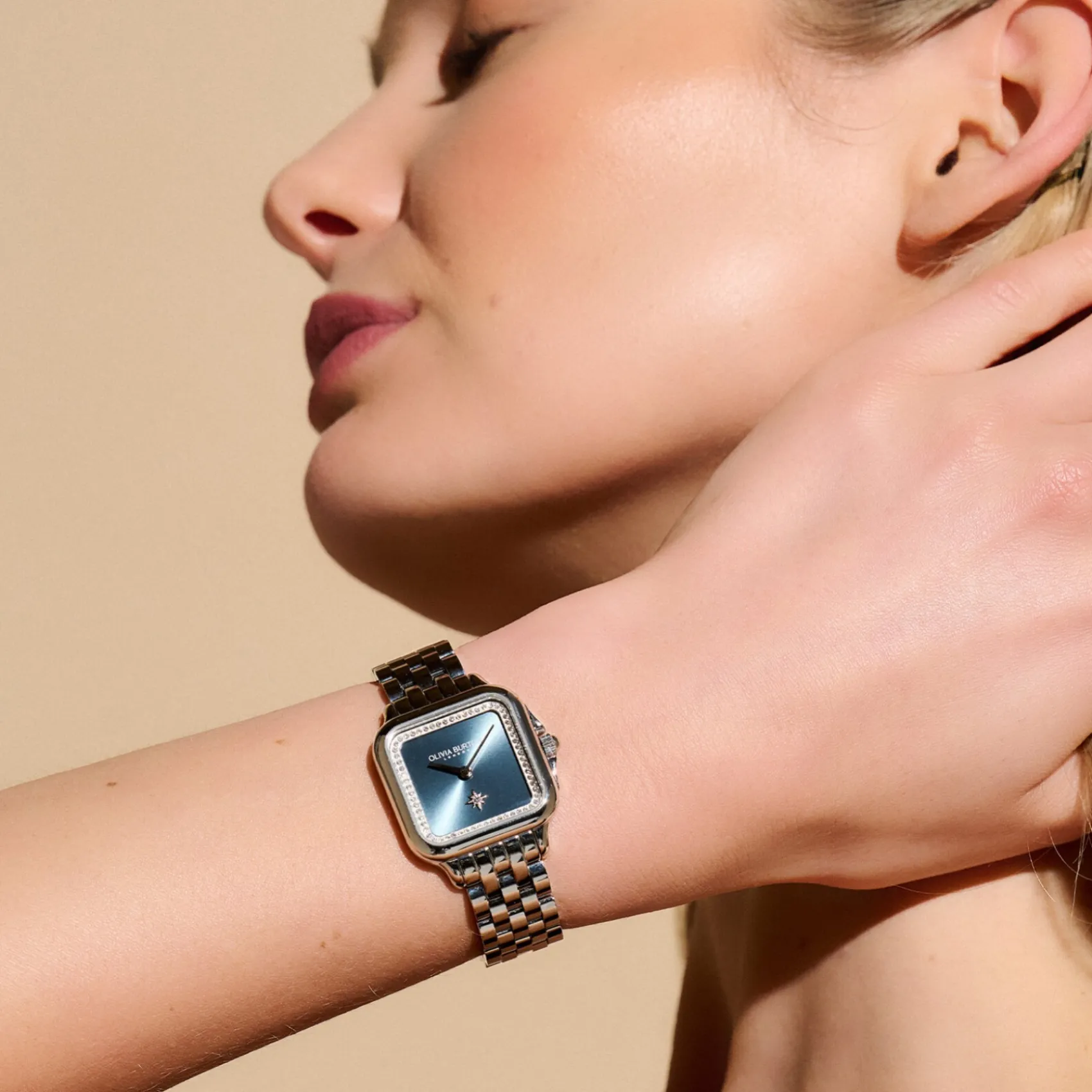Olivia Burton Grosvenor 28mm Blau und Silber Armbanduhr* Olivia Burton Uhren | Etwas Blaue Geschenke