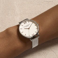 Olivia Burton Klassische 38mm Uhr aus weißem und silbernem Mesh* Olivia Burton Uhren | Geschenke Für Die Braut