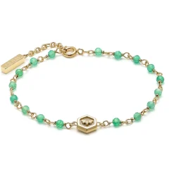 Olivia Burton Minima Bee Grünes und vergoldetes Perlenarmband mit Charm*Damen Damenschmuck | Geschenke Für Die Mutter Des Bräutigams