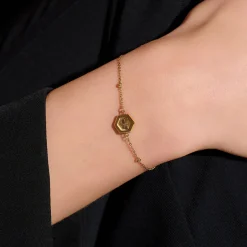 Olivia Burton Minima Biene und Honigwabe Zierliches Goldarmband*Damen Damenschmuck | Flitterwochengeschenke