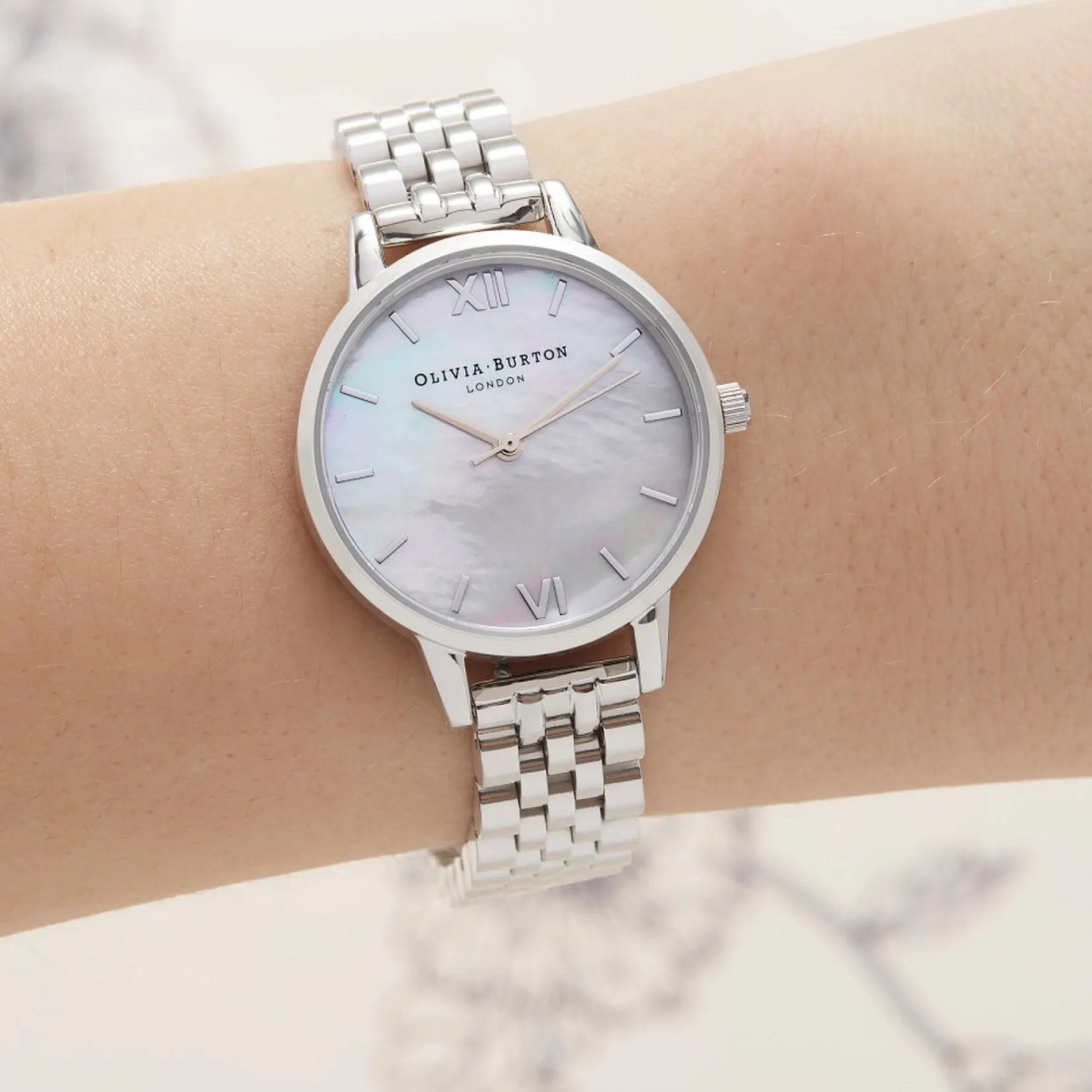 Olivia Burton Perlmutt 30mm Silber Armbanduhr* Olivia Burton Uhren | Geschenke Für Die Braut