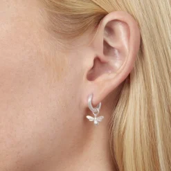 Olivia Burton Silberne Biene Huggie Hoop-Ohrringe*Damen Damenschmuck | Geschenke Für Die Braut